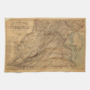 Karte des Bundesstaates Virginia (1865) Küchentuch