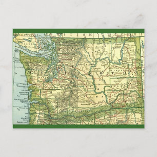 Karte des Bundesstaates Washington Postkarte