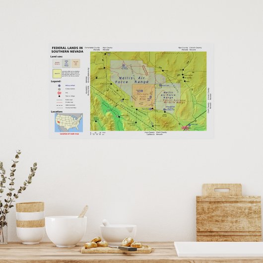 Karte des Bundesstaatlichen Gebiets Süd-Nevada 51 Poster (Küche)