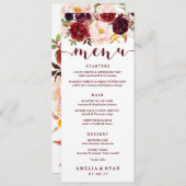 Karte des Burgund-Blumenmenüs (Vorne/Hinten)