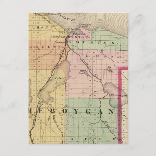 Karte des Cheboygan-Landkreises, Michigan (Vorderseite)