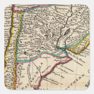 Karte des Chilis, Patagonien, La Plata Quadratischer Aufkleber