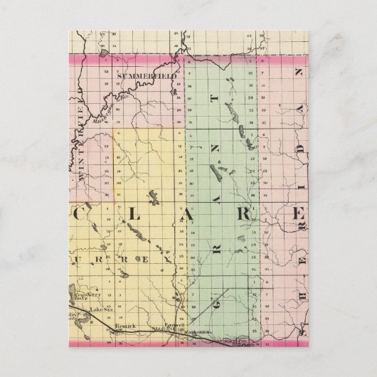 Karte des Clare Landkreises, Michigan (Vorderseite)