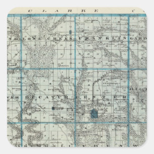 Karte des Decatur-Landkreises, Staat von Iowa Quadratischer Aufkleber