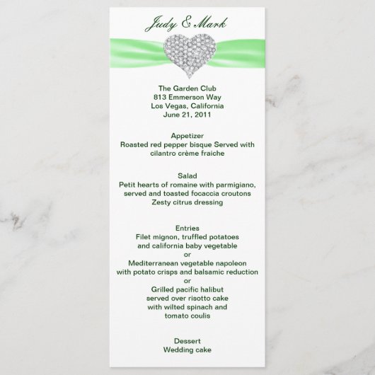 Karte des Diamond Heart Green Wedding (Vorderseite)