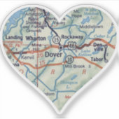 Karte des Dover NJ 50 Aufkleber (Vorderseite)