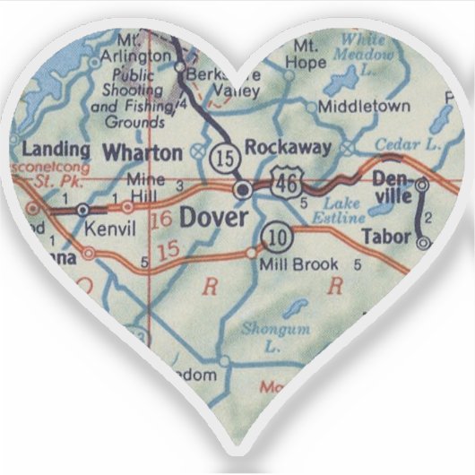 Karte des Dover NJ 50 Aufkleber (Vorderseite)