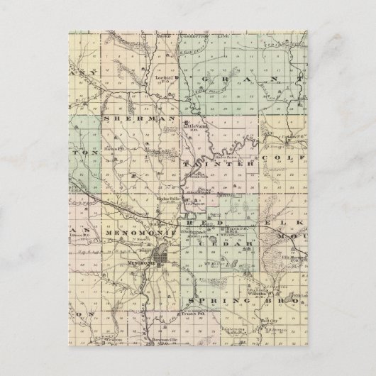 Karte des Dunn-Landkreises, Staat von Wisconsin (Vorderseite)