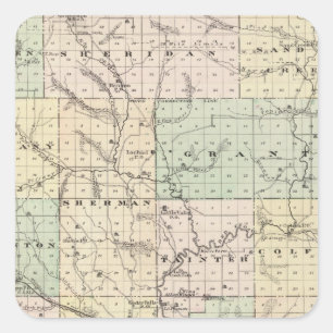 Karte des Dunn-Landkreises, Staat von Wisconsin Quadratischer Aufkleber