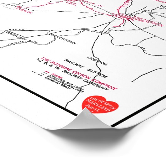 Karte des Eisenbahnsystems Hagerstown & Frederick  Poster (Ecke)