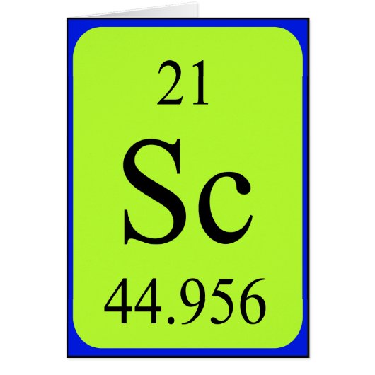 Karte des Elements 21 - Scandium (Vorne)