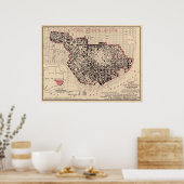 Karte des Feuers von San Francisco im Jahr 1906 Poster (Küche)