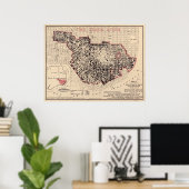 Karte des Feuers von San Francisco im Jahr 1906 Poster (Heimbüro)