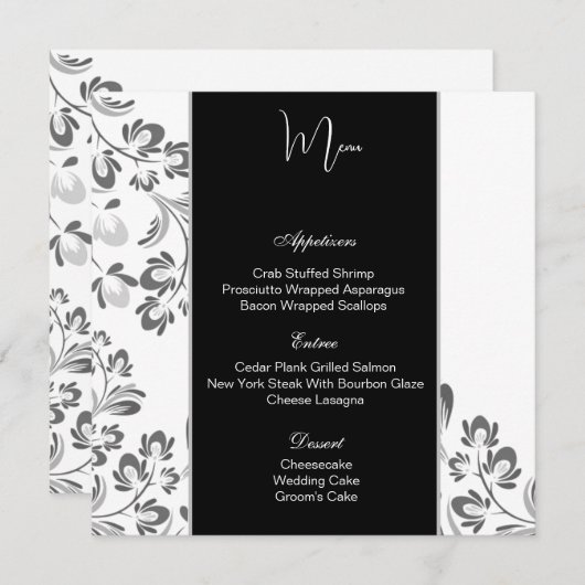 Karte des Flachmenüs (Vorne/Hinten)