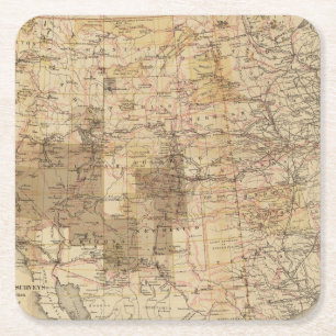 Karte des Fortschritts-1878 der geographischen Rechteckiger Pappuntersetzer