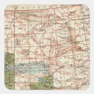 Karte des Fortschritts-1880 der geographischen Quadratischer Aufkleber