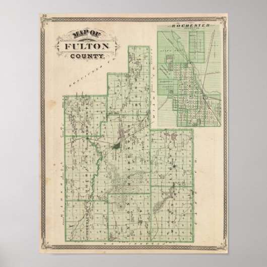 Karte des Fulton Landkreises mit Rochester, Fulton Poster (Vorne)