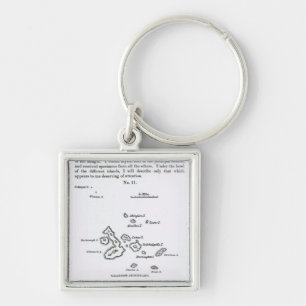 Karte des Galapagos-Archipels, 1844 Schlüsselanhänger