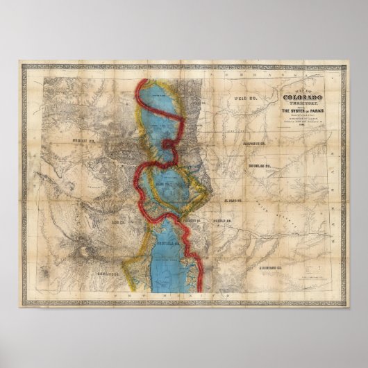 Karte des Gebiets Colorado Poster (Vorne)