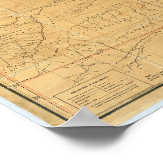 Karte des Gebiets Dakota nach der Route Poster (Ecke)