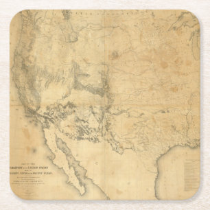 Karte des Gebiets der Vereinigten Staaten Rechteckiger Pappuntersetzer