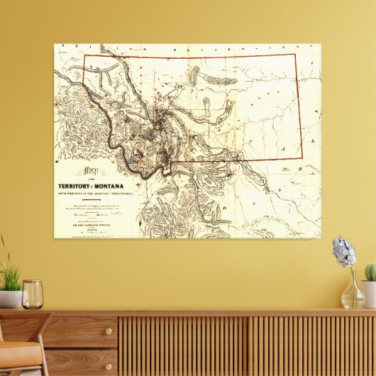 Karte des Gebiets Montana (1865) Leinwanddruck (Insitu (Wohnzimmer))