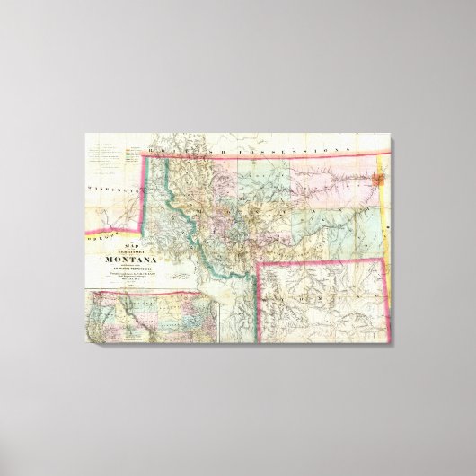 Karte des Gebiets von Montana Leinwanddruck (Vorderseite)