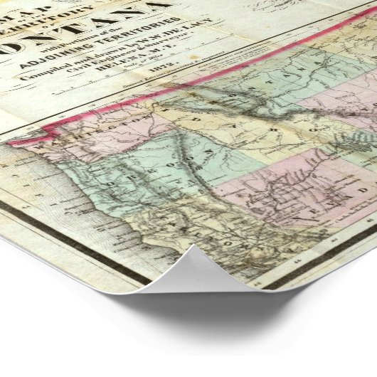 Karte des Gebiets von Montana Poster (Ecke)