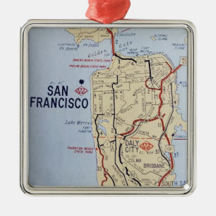 Karte des Gebiets von San Francisco  Ornament Aus Metall