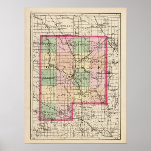 Karte des Genesee-Landkreises, Michigan Poster (Vorne)