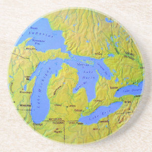 Karte des Great Lakes Entwurfs Sandstein Untersetzer