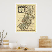 Karte des Heiligen Landes Israel von Bowen 1752 Poster (Küche)