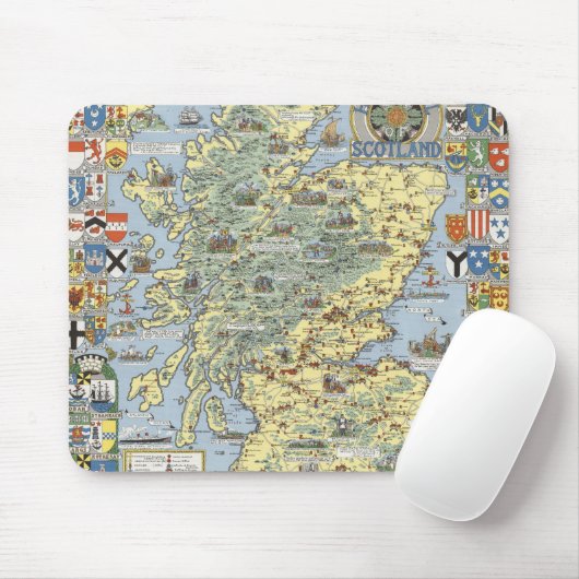 Karte des historischen Schottlands Mousepad (Mit Mouse)
