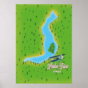 Karte des Iseosees Italien Poster