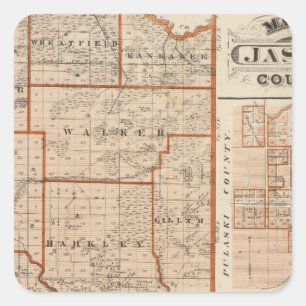 Karte des Jasper-Landkreises Quadratischer Aufkleber