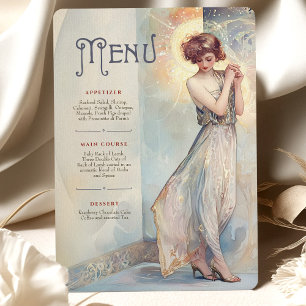 Karte des Jugendstil-Hochzeitmenüs von Soft Pastel