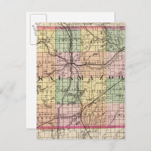 Karte des Kalamazoo Landkreises, Michigan (Vorne/Hinten)
