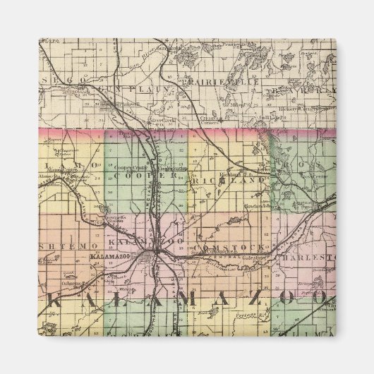 Karte des Kalamazoo Landkreises, Michigan Magnet (Vorne)