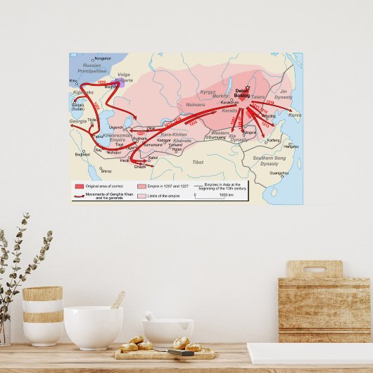 Karte des Khan-Reiches im 13. Jahrhundert Poster (Küche)