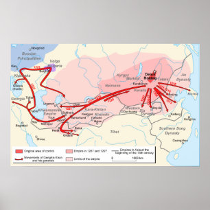 Karte des Khan-Reiches im 13. Jahrhundert Poster