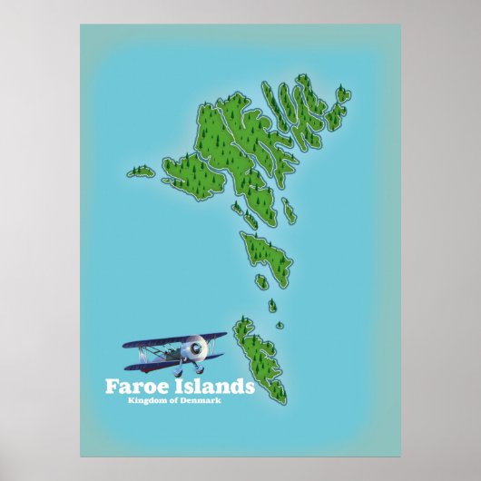 Karte des Königreichs der Färöer Poster (Vorne)