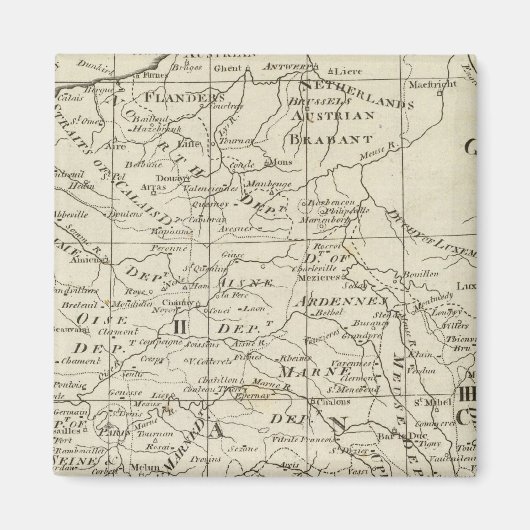 Karte des Kriegsstandortes in Frankreich Magnet (Vorne)