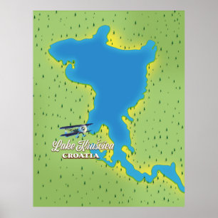 Karte des Krušćica-Sees Kroatien Poster