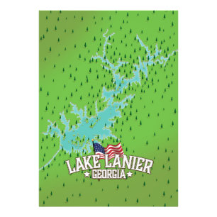 Karte des Lake Lanier Georgia Fotodruck