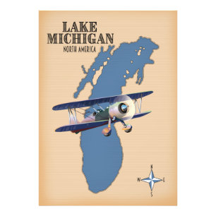 Karte des Lake Michigan Nordamerika Fotodruck
