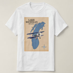 Karte des Lake Michigan Nordamerika T-Shirt