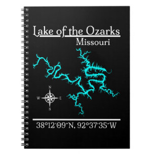 Karte des Lake of the Ozarks Missouri Koordinaten Notizblock