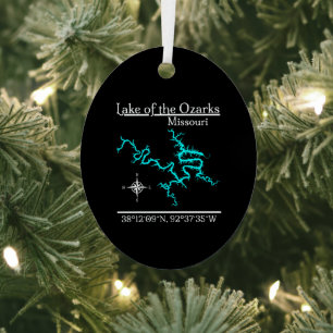 Karte des Lake of the Ozarks Missouri Oval Ornament Aus Metall
