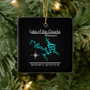 Karte des Lake of the Ozarks Missouri Quadratsee Keramikornament
