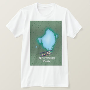 Karte des Lake Okeechobee in Florida. T-Shirt